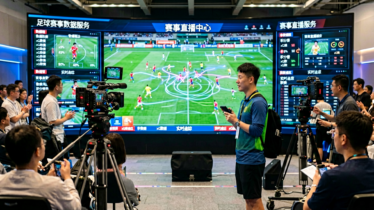 赛事直播中心，多画面实时转播与数据叠加展示